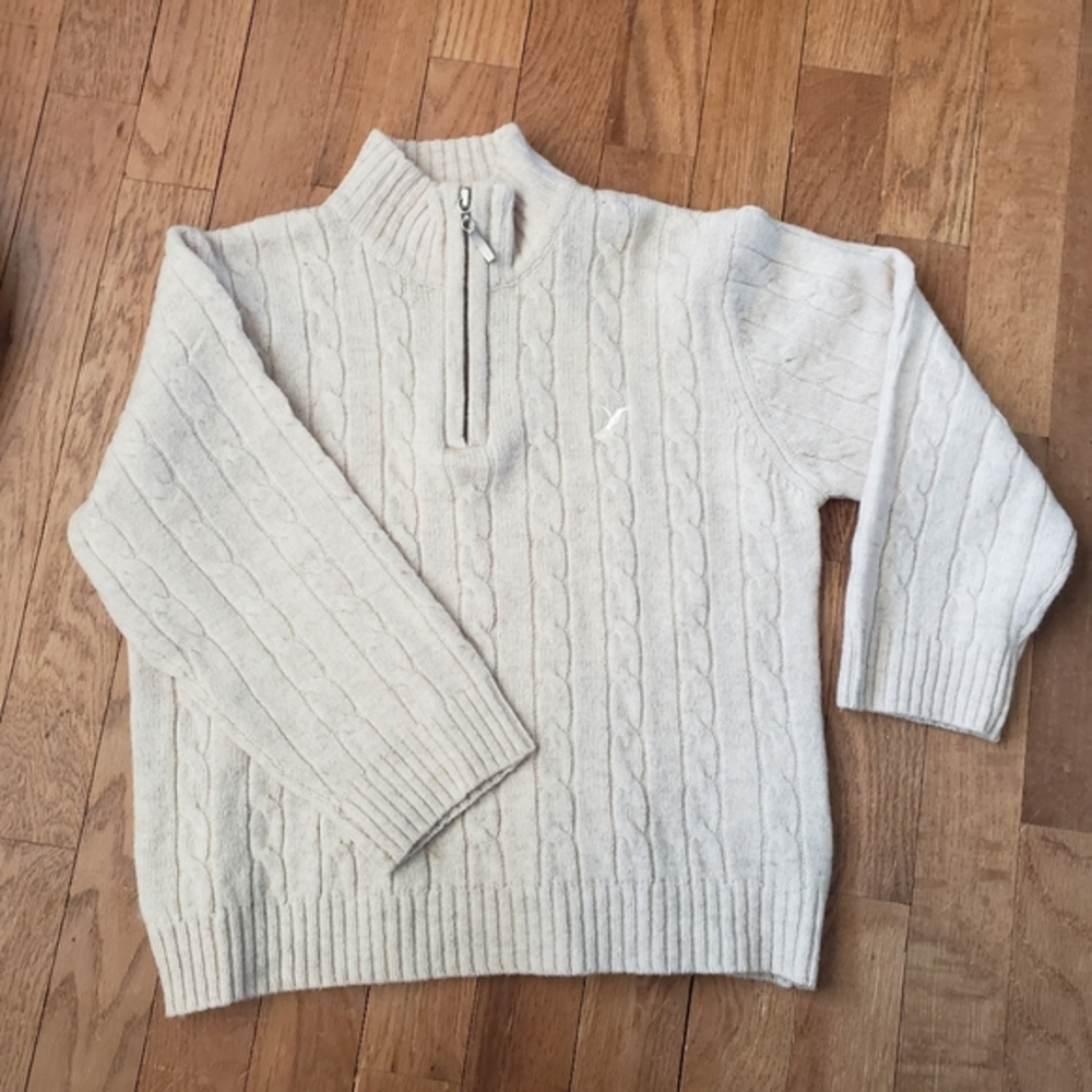 Carraig Donn Kids Irish Wool Cable Knit Sweater Youth Large